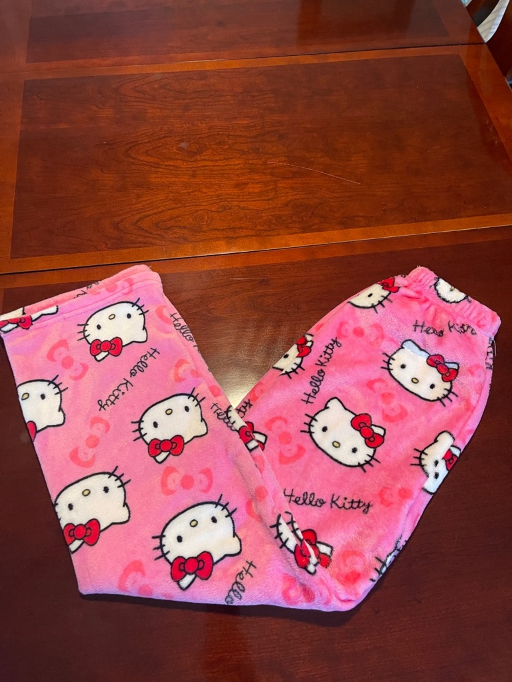Hello Kitty Pink Fleece Pajama Bottoms with Character Print - size M